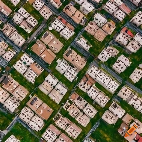 Aerial View Of Residential Area With Houses On Craiyon