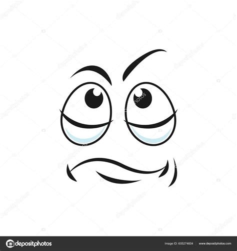 Cartoon Thoughtful Face Vector Funny Thinking Emoji Tense Facial ...