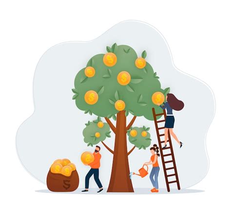 Árbol en crecimiento con monedas ilustración de vector plano de