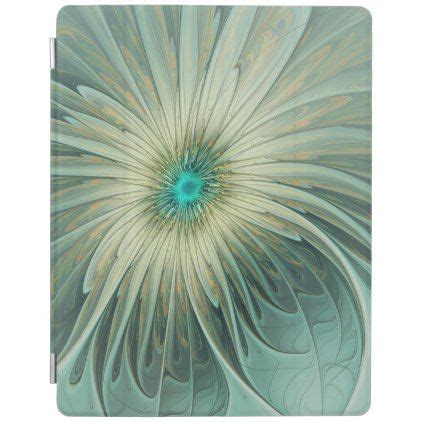 Modern Abstract Fantasy Flower Turquoise Wheat Ipad Smart Cover