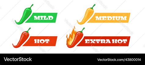 Spicy Level Scale Mild Medium Hot And Extra Vector Image
