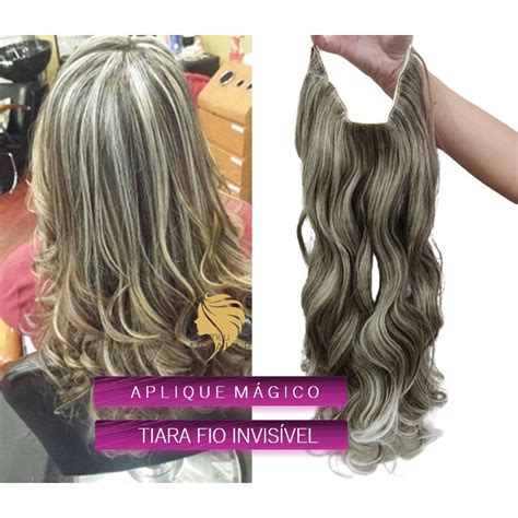 Cabelo Igual Humano Fio Invisível Loiro Acinzentado 70cm 150grs