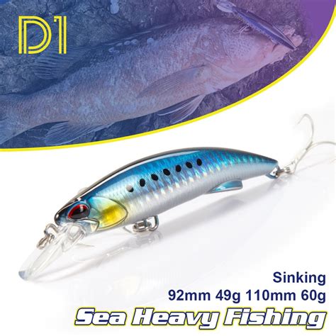 D1 Sea Minnow señuelo de hundimiento pesado 92mm 49g 110mm 60g rocas y