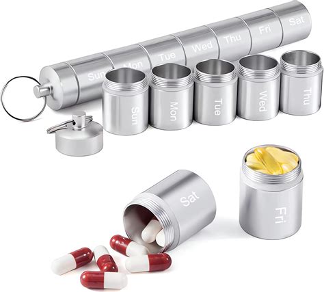 Amazon Metal Pill Organizer Weekly Waterproof Travel Pill Box