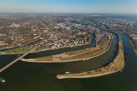 Duisburg von oben Ruhrmündung in Duisburg im Bundesland Nordrhein