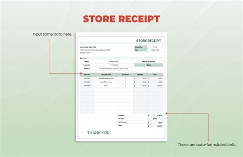 Store Receipt in Excel, Google Sheets - Download | Template.net