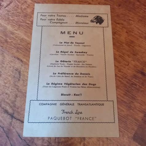 VINTAGE FRENCH LINE PAQUEBOT MENU CIRCA 1930s 28 83 PicClick AU