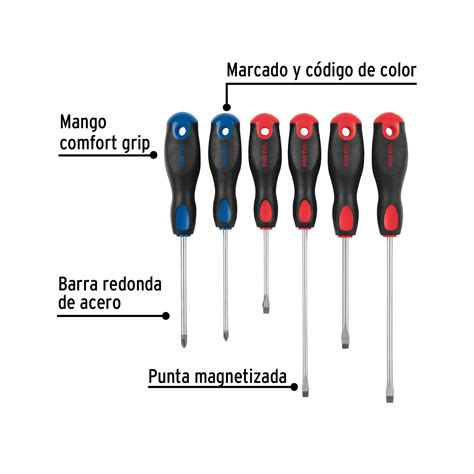 Juego De Desarmadores Mango Comfort Grip Pretul Juegos De