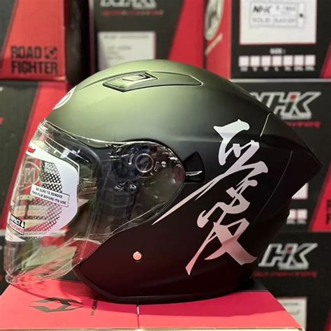 Helm Nhk R Max Motif Kanji Helm Half Face Nhk R Max Kanji Double