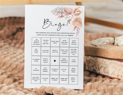 Find The Guest Bingo Baby Shower Game Boho Find Someone Who Game