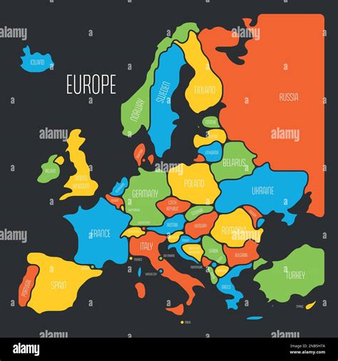 carte simplifiee de leurope formes arrondies des etats avec bordure