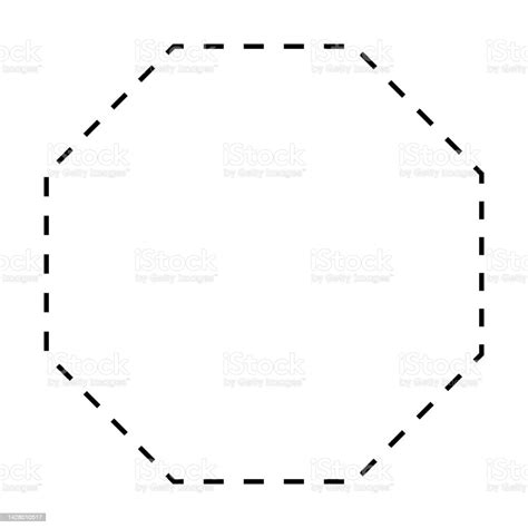 Vetores De Símbolo Octagon Traçou Ícone Vetor De Forma Tracejada Para