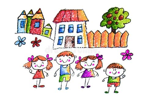 Children`s Drawings in Pencil on Paper, Kindergarten, Drawing, Learning