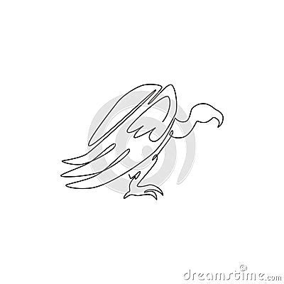 One Continuous Line Drawing Of Scary Vulture For Foundation Logo