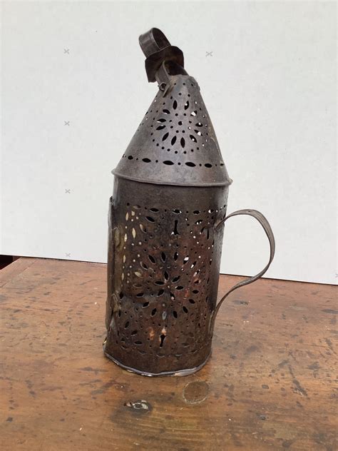 Half Size Tinned Lantern With Horn Panel 18th Century H And L Antiques