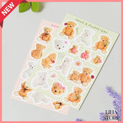 Korea Bear Sticker Pieces Cute Bear Shopee Malaysia