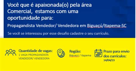 Propagandista Vendedor a BIGUAÇÚ ITAPEMA