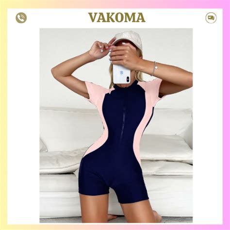 CAO CẤP Bikini 1 mảnh áo tắm liền thân đi biển tay ngắn khóa kéo che khuyết điểm đồ bơi nữ kín