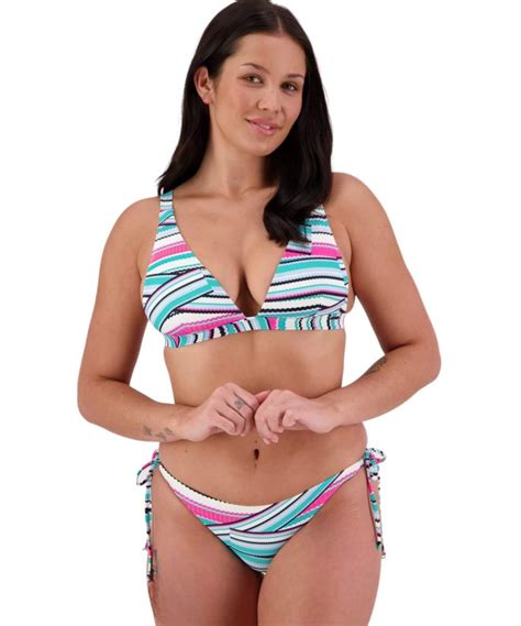 Moontide Swimwear Uk Layla Long Line Tri Bikini Top In Pink