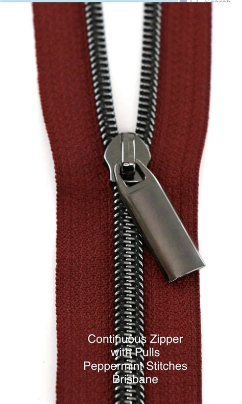 Sallie Tomato Burgundy Nylon Gunmetal Coil Zippers Yards With