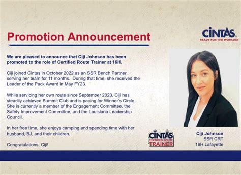 ciji thibodeaux johnson  linkedin cintas readyfortheworkday