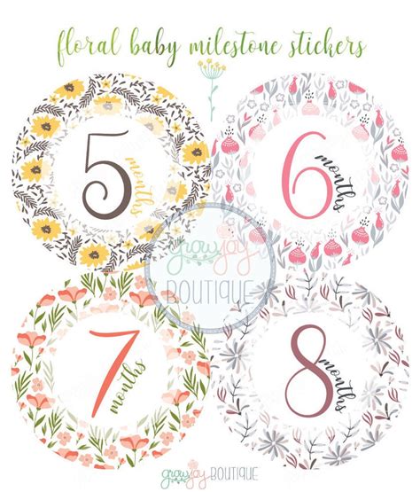 Floral Baby Girl Month Stickers Monthly Milestones Flowers Etsy