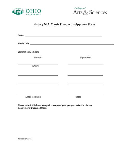 Fillable Online History M A Thesis Prospectus Approval Form Fax Email