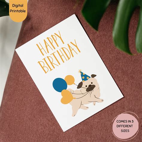 Printable Dog Birthday Card Happy Birthday Card Digital - Etsy