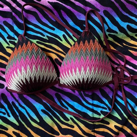 Multicolor Embroidery Bikini Top Size US Depop