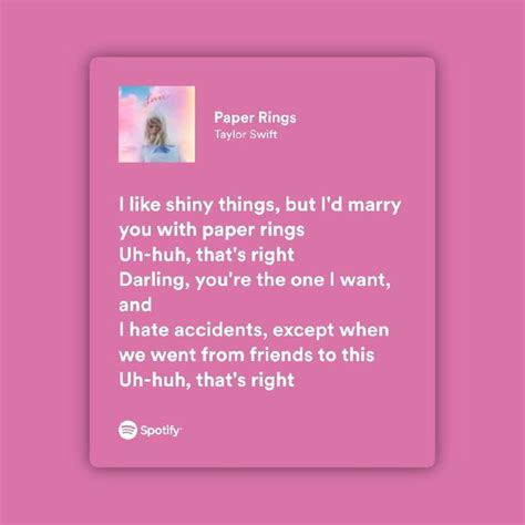 Paper Rings By Taylor Swift Pink Song Lyrics Taylor Swift Lyrics