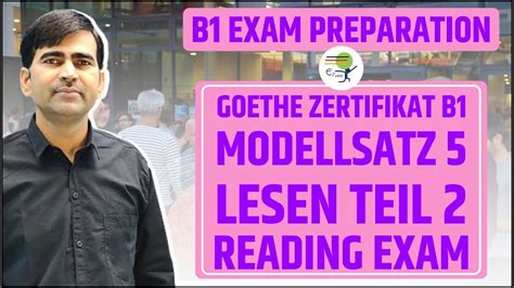 Goethe Zertifikat B1 Modellsatz 5 Lesen Teil 2 Reading Exam