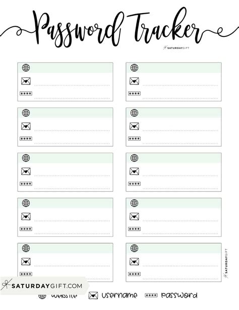 Password Tracker Printable 15 Cute Free Password Keepers