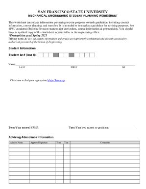 Fillable Online Engineering Sfsu Mechanical Engineering Planning