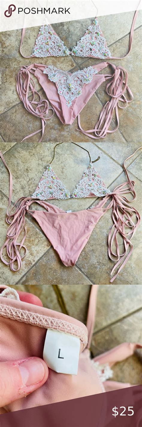Lace And Bling Pink Bikini In Pink Bikini Bikinis Bling