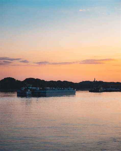 Free Picture Shipping Sunset Ship Barge Dawn Landscape Water