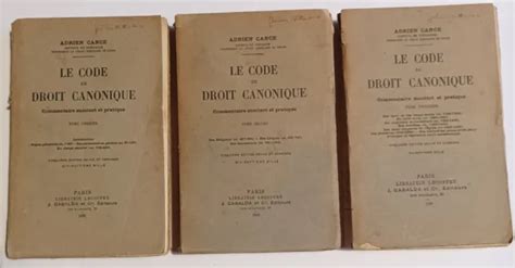 LOT D ANCIENS LIVRE Le Code De Droit Canonique Tome Premier Second Et