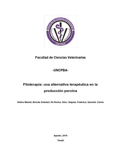 Fitoterapia una alternativa terapéutica en la producción porcina