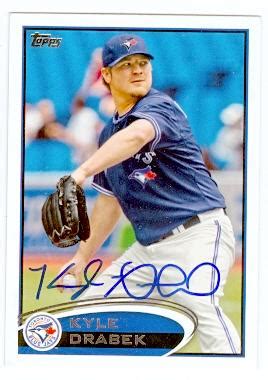 Kyle Drabek Autographed Baseball Card Toronto Blue Jays 2012 Topps 552