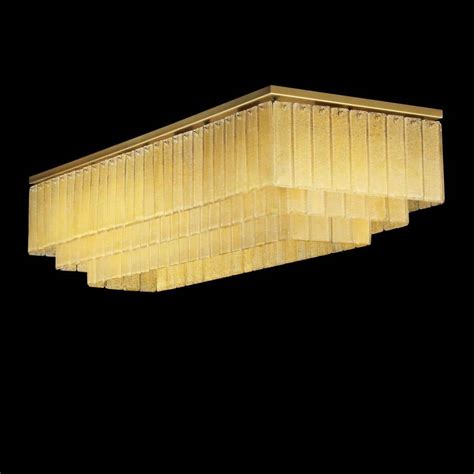 Grande Plafoniera Rettangolare Vetro Murano Ambra MULTIFORME Lighting