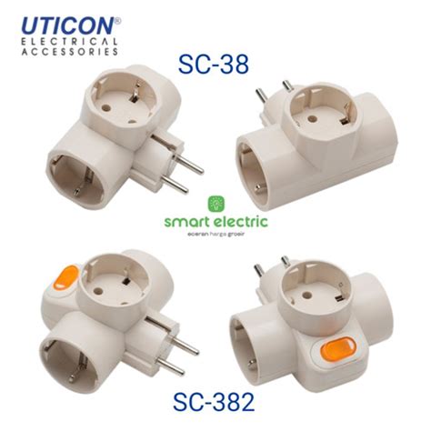 Jual Uticon Colokan Listrik Cabang 3 Steker T Arde SC 38 SC 382 Stop