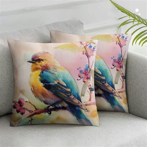 Nawypu Watercolor Painting Birds Throw Pillow Covers Sparrow