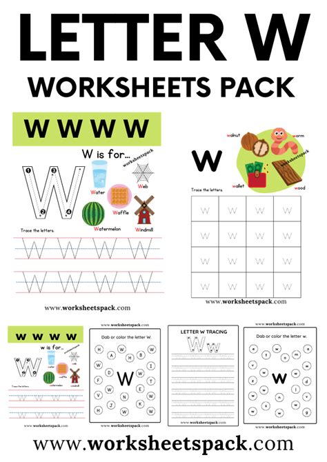 Free Letter W Printable Worksheets PDF - worksheetspack