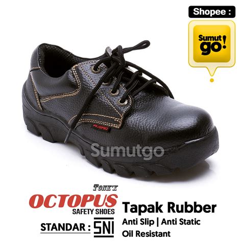 Jual Octopus Ox 301 Safety Shoes Proyek Hitam Ox301 Pendek Bertali Tapak Karet Rubber Anti Slip