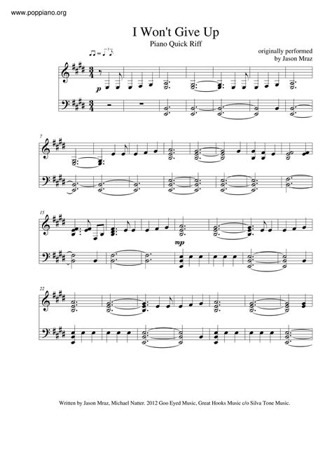 Bruno Mars I Wont Give Up Sheet Music Pdf Free Score Download ★