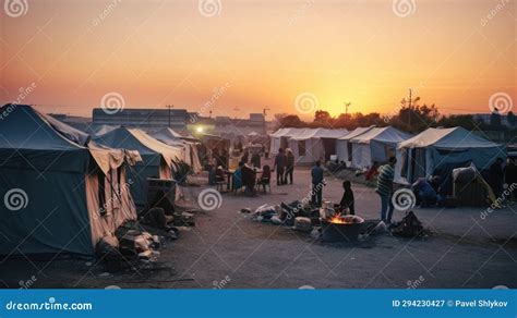 Refugee Camps. Rows of Tents for Temporary Accommodation of those Who ...