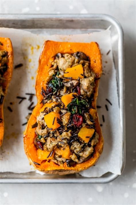 Stuffed Butternut Squash With Wild Rice And Sausage How To Go Healthy