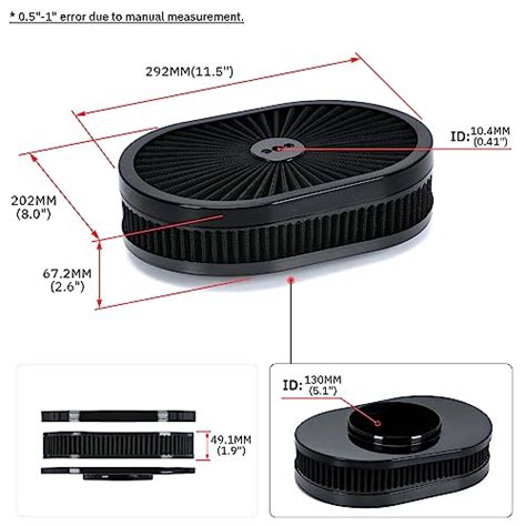 Snapklik 12x2 Oval Air Cleaner Filter Assembly 5 1 8 Carb Neck W