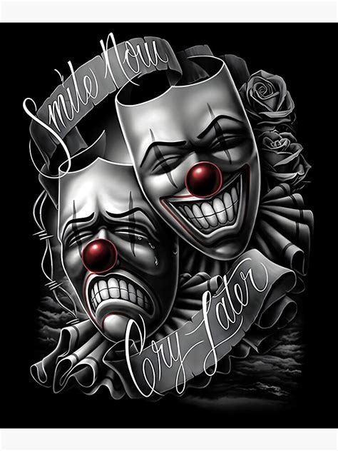 Smile Now Cry Later Drama Mask Lowrider Chicano Art Art Print For