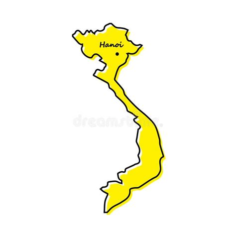 Simple Outline Map Of Vietnam With Capital Location Stock Vector