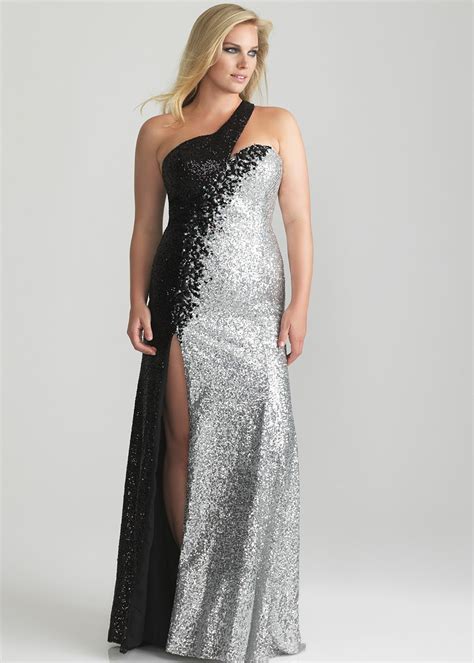 New 2013 Night Moves By Allure 6784W Black And Silver One Shoulder Plus